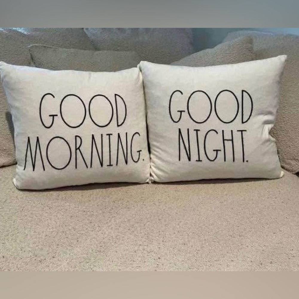 Rae Dunn Good Morning Good Night Pillow Set - 16" x 14"